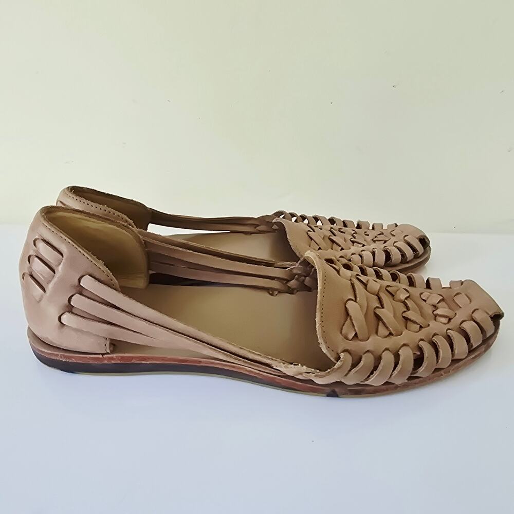 Nisolo Huarache Almond Tan Woven Leather Sandals Women's Size 9 - Picture 4 of 11